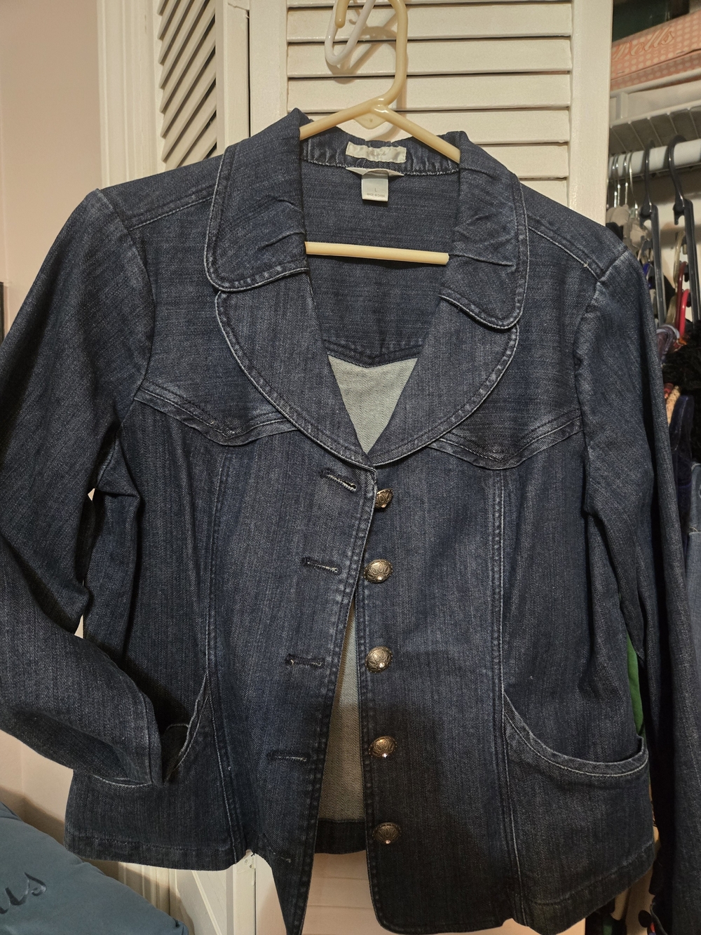 Christopher & Banks Dark Blue Denim Button-Front Jacket